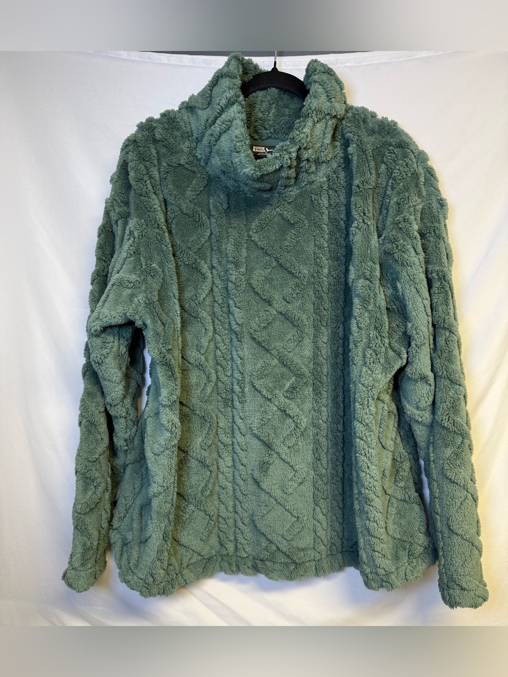 Eddie Bauer Plush Cable Fleece Pullover - Sage Green
